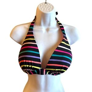 Victorias Secret Multicolored Striped Bikini Halter Top Womens Size Large